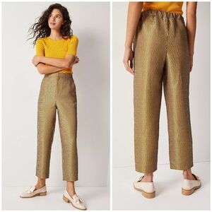 Anthropologie Maeve Melyssa jacquard metallic trousers L